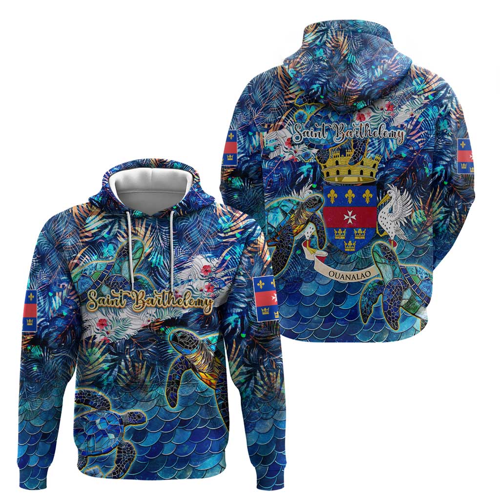 Saint Barthelemy Hoodie Sea Turtle Tropical Pattern DT02