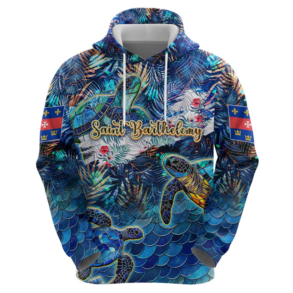 Saint Barthelemy Hoodie Sea Turtle Tropical Pattern DT02