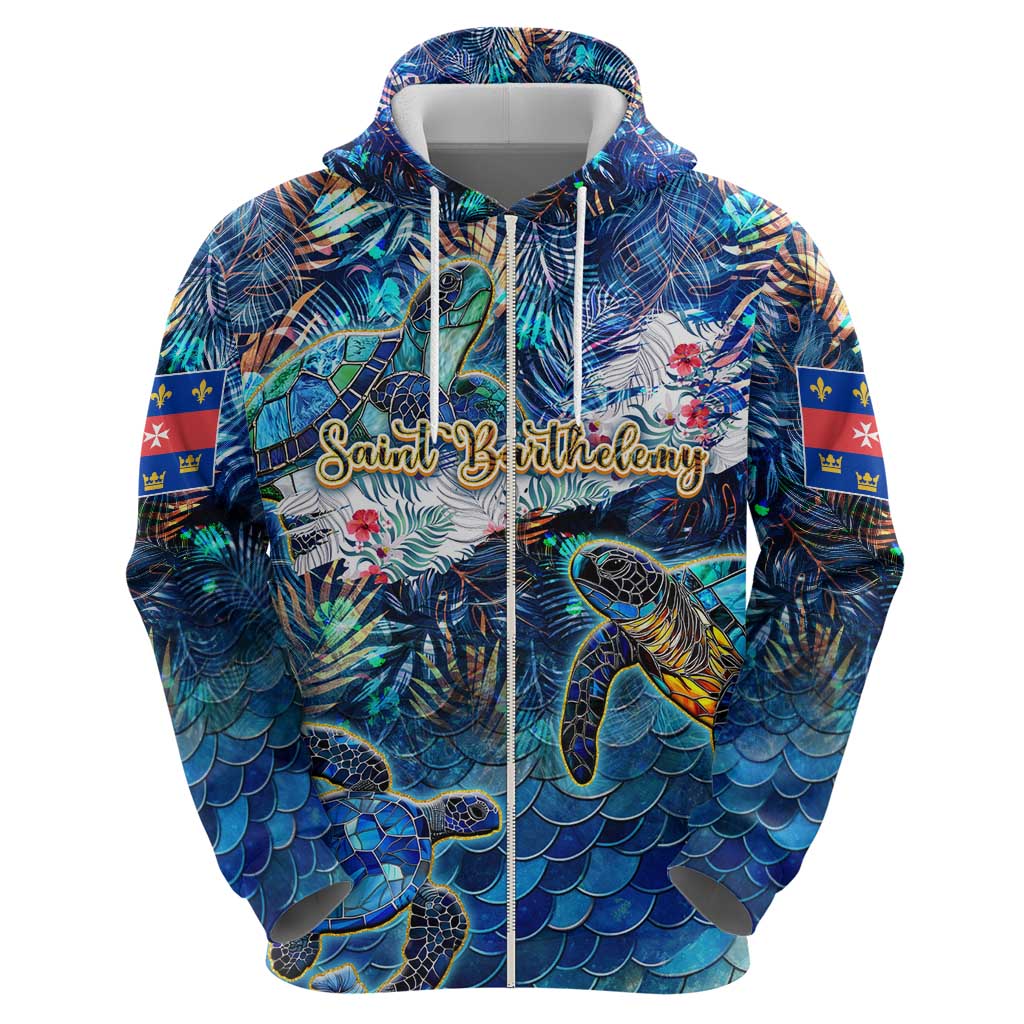 Saint Barthelemy Hoodie Sea Turtle Tropical Pattern DT02