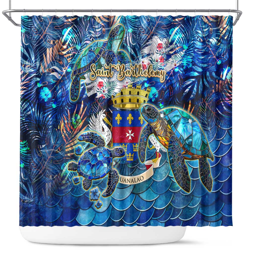 Saint Barthelemy Shower Curtain Sea Turtle Tropical Pattern DT02