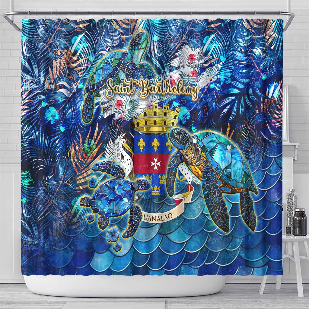 Saint Barthelemy Shower Curtain Sea Turtle Tropical Pattern DT02