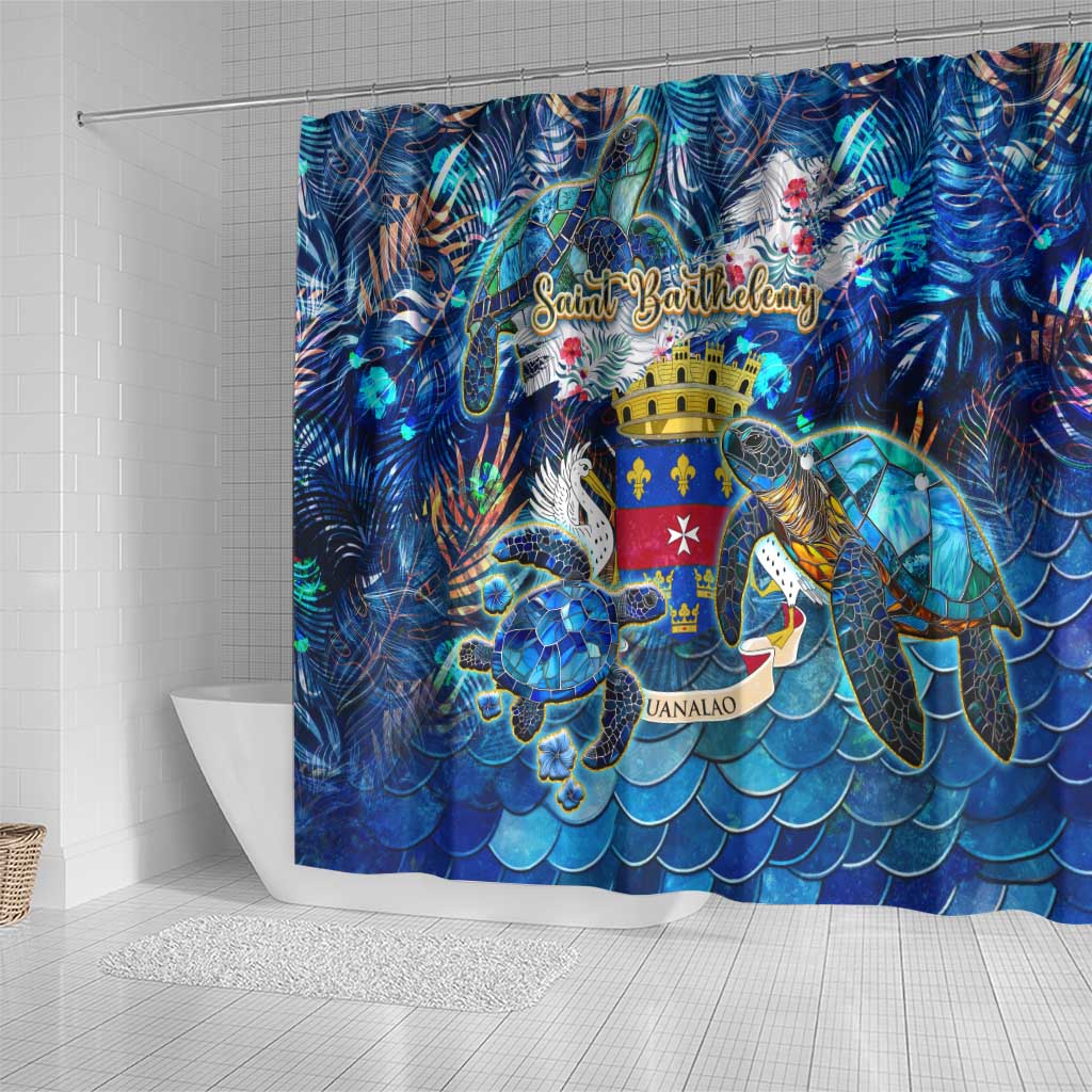 Saint Barthelemy Shower Curtain Sea Turtle Tropical Pattern DT02