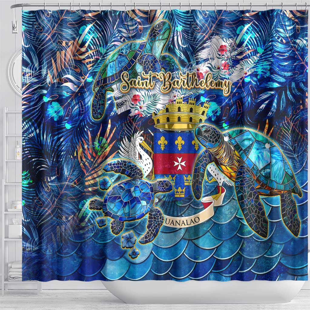 Saint Barthelemy Shower Curtain Sea Turtle Tropical Pattern DT02