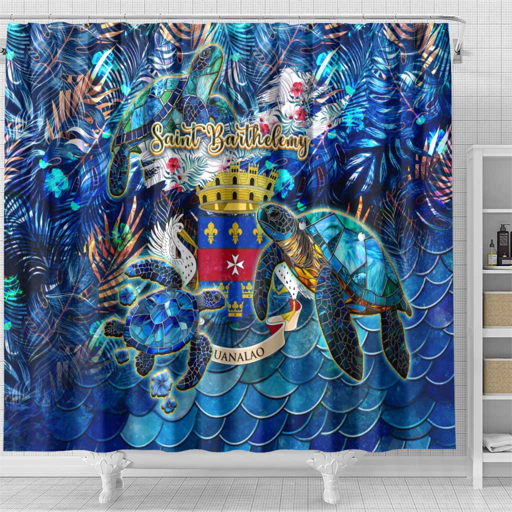 Saint Barthelemy Shower Curtain Sea Turtle Tropical Pattern DT02