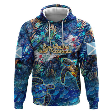 San Andres and Providencia Hoodie Sea Turtle Tropical Pattern DT02