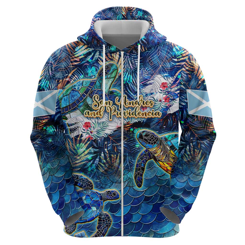 San Andres and Providencia Hoodie Sea Turtle Tropical Pattern DT02
