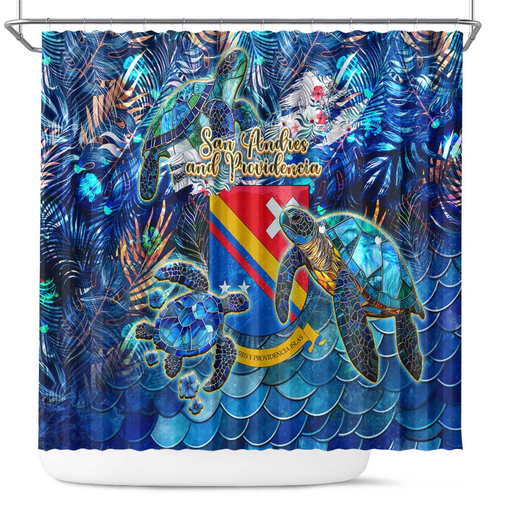 San Andres and Providencia Shower Curtain Sea Turtle Tropical Pattern DT02