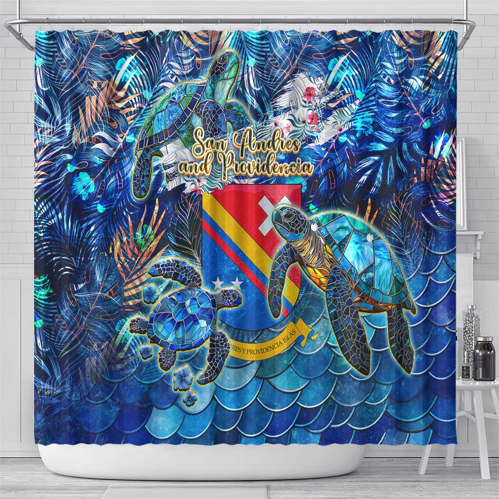 San Andres and Providencia Shower Curtain Sea Turtle Tropical Pattern DT02