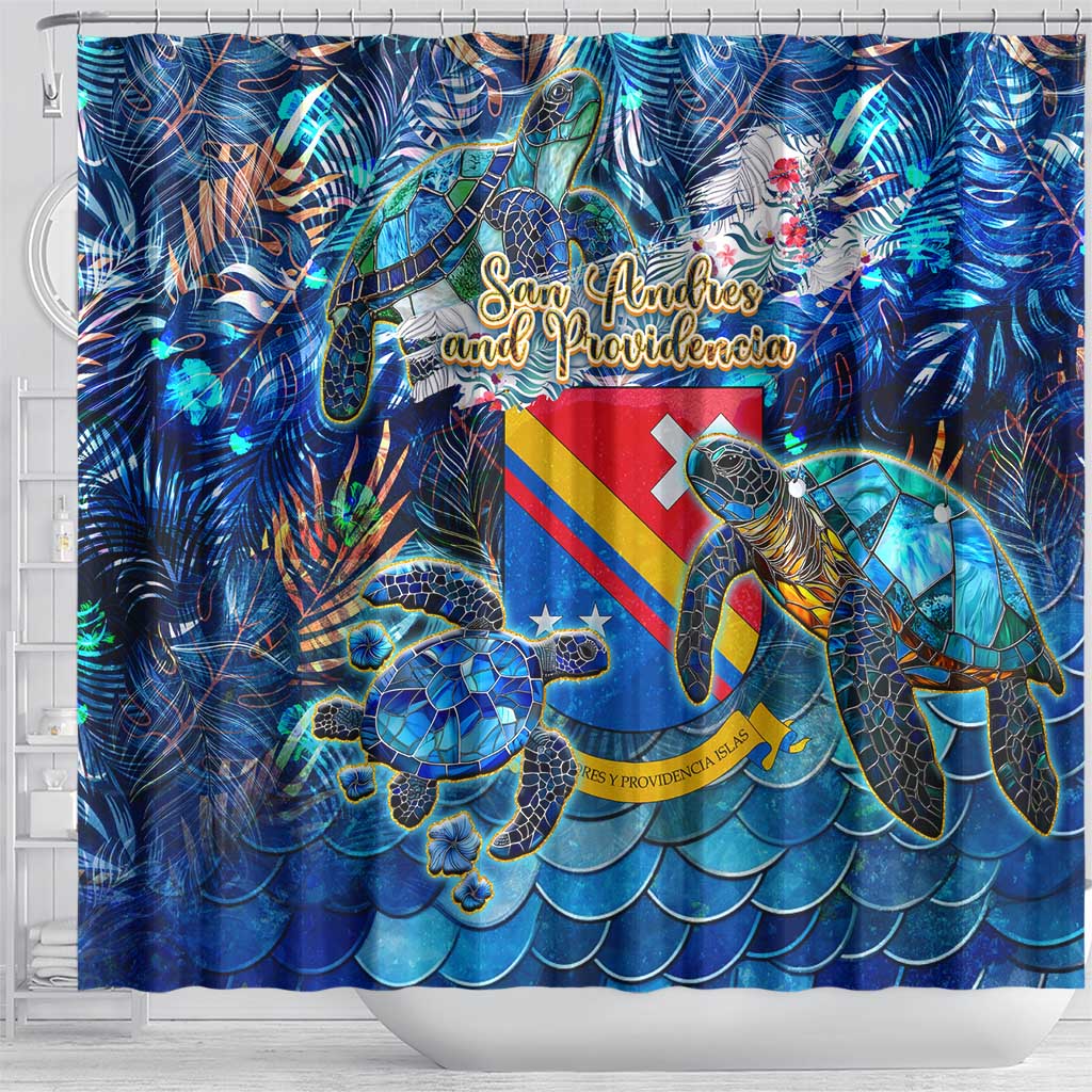 San Andres and Providencia Shower Curtain Sea Turtle Tropical Pattern DT02