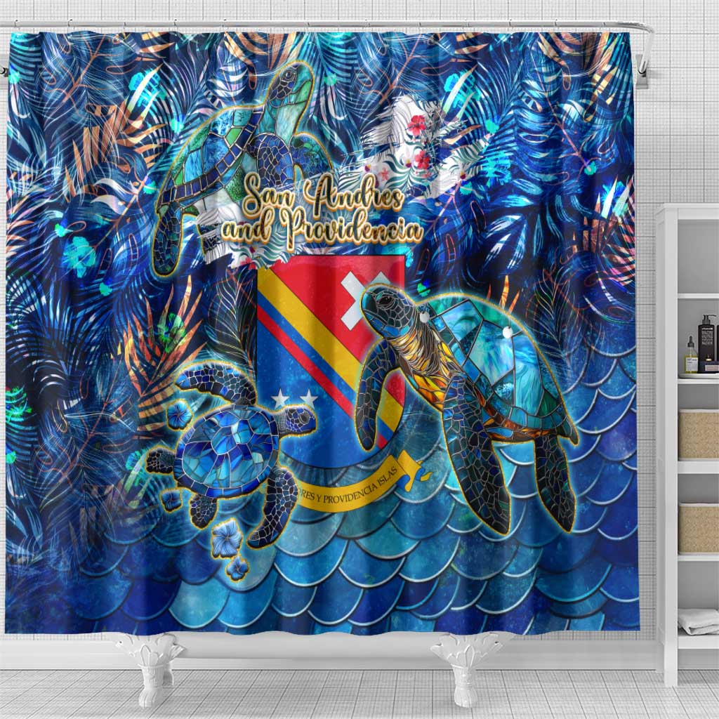 San Andres and Providencia Shower Curtain Sea Turtle Tropical Pattern DT02