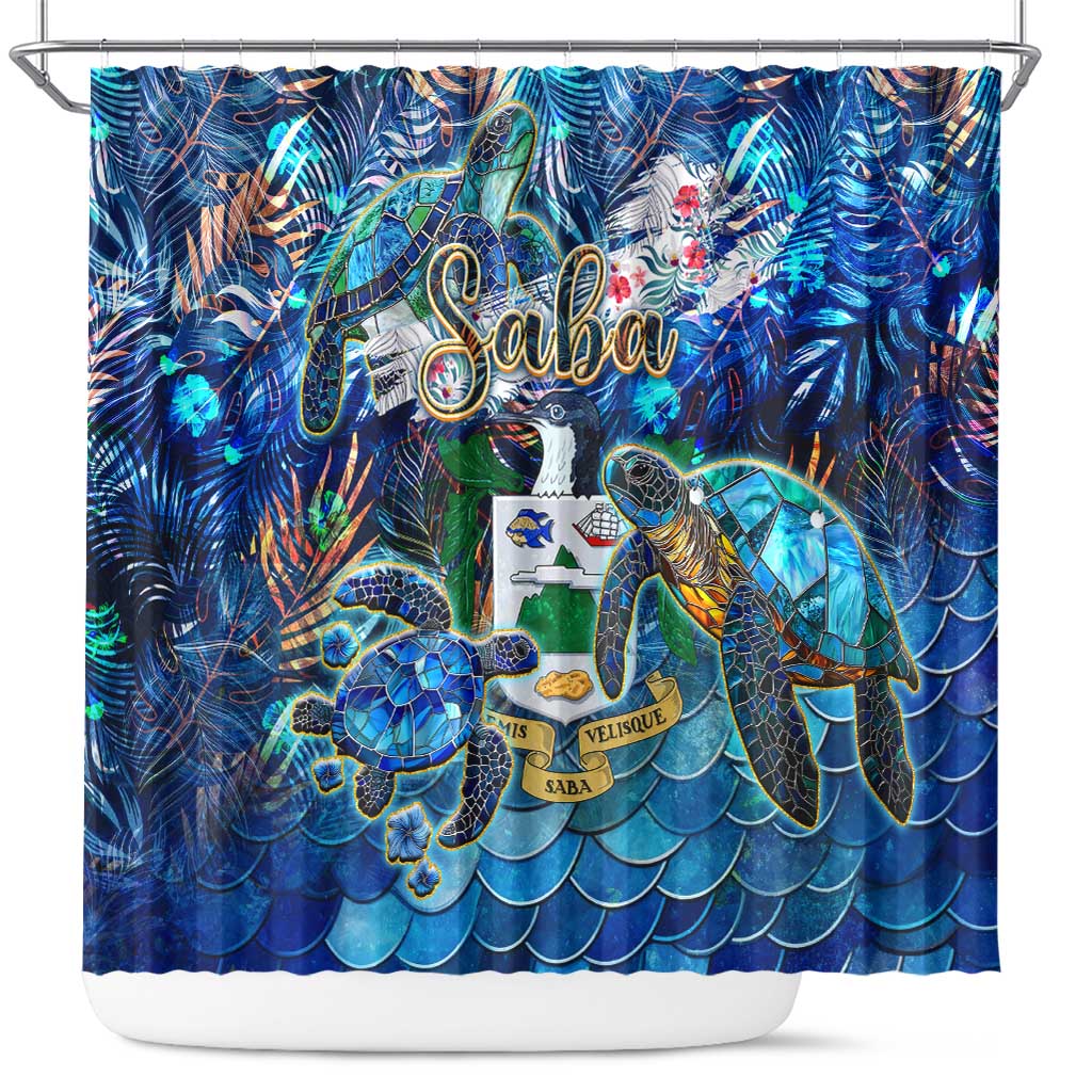 Saba Shower Curtain Sea Turtle Tropical Pattern DT02