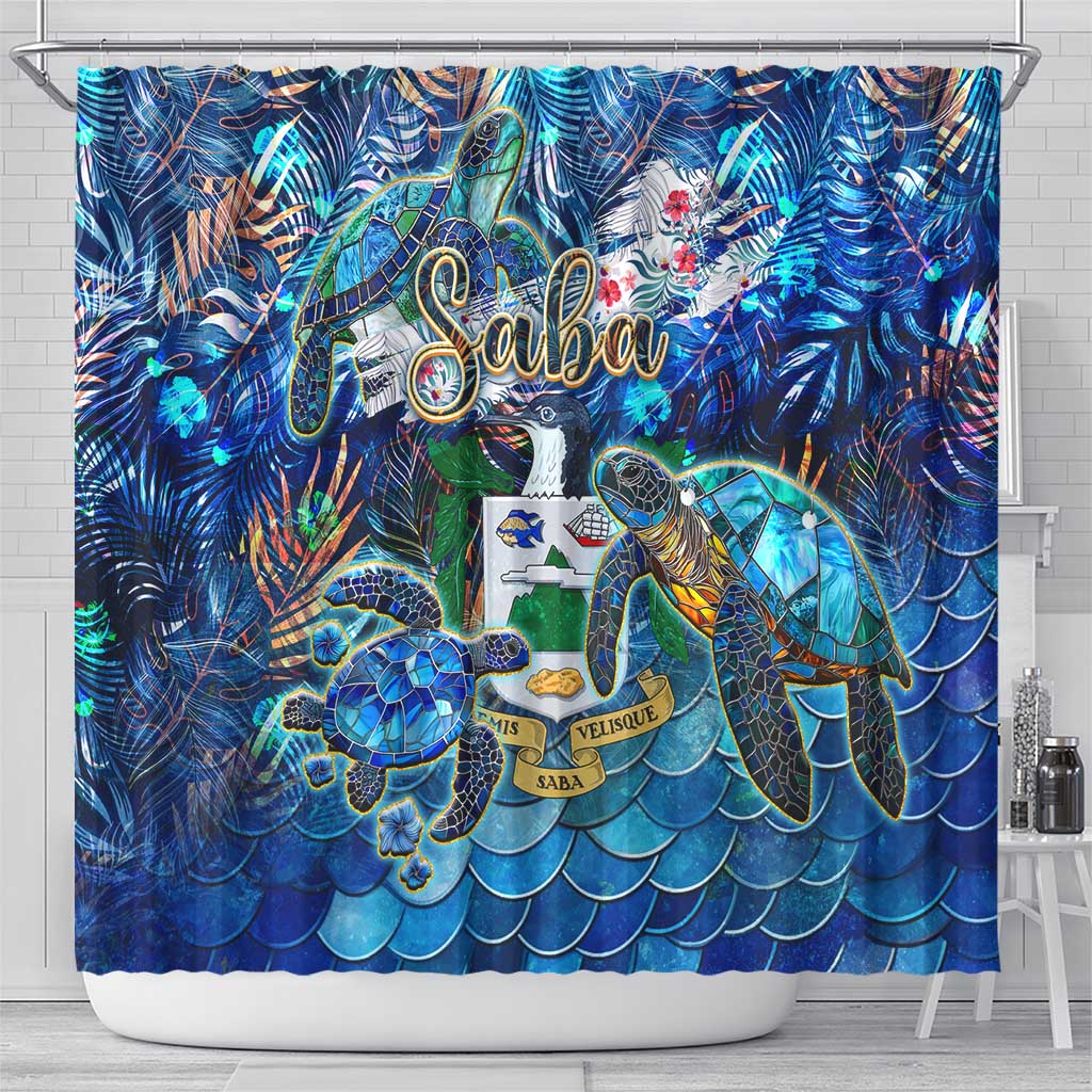 Saba Shower Curtain Sea Turtle Tropical Pattern DT02