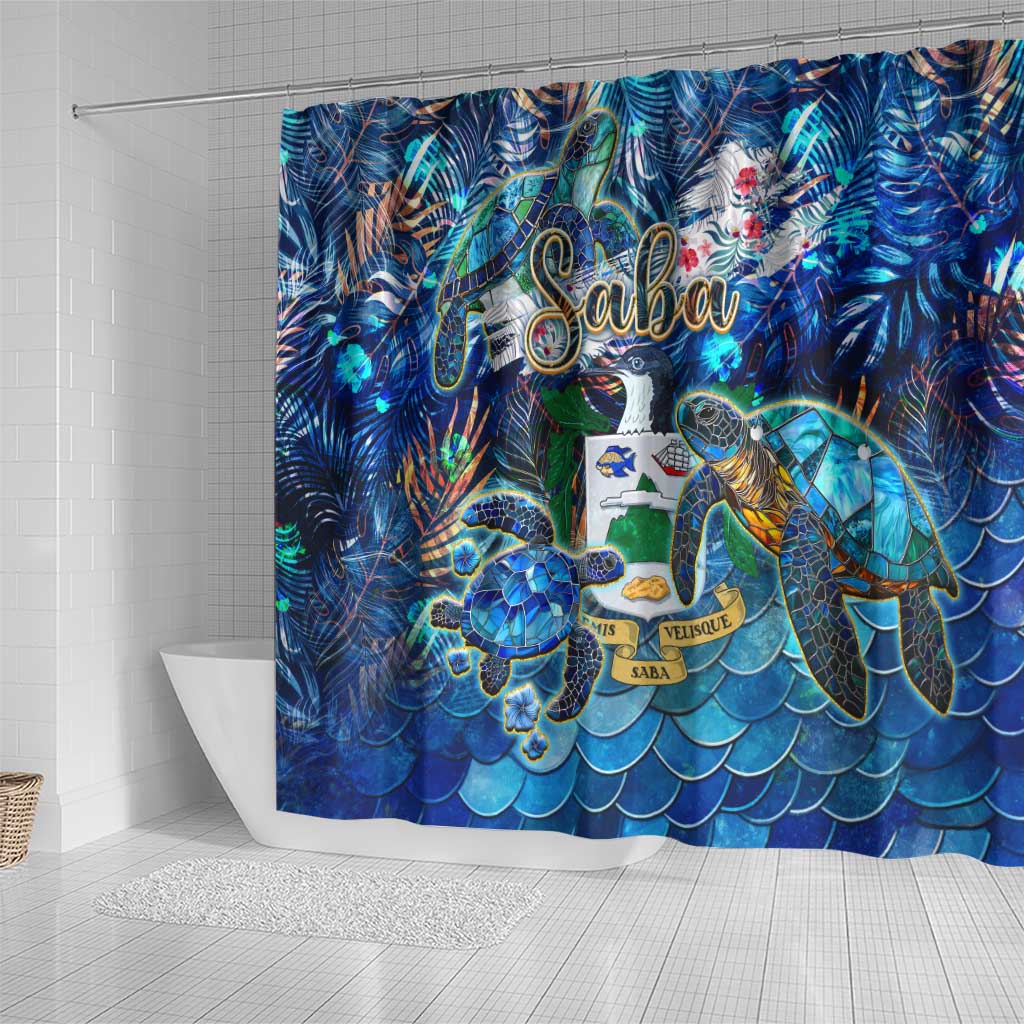 Saba Shower Curtain Sea Turtle Tropical Pattern DT02