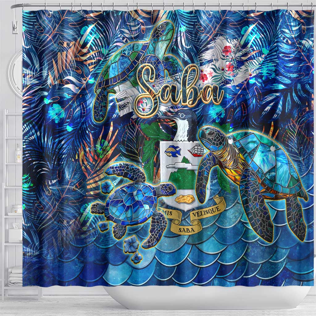 Saba Shower Curtain Sea Turtle Tropical Pattern DT02