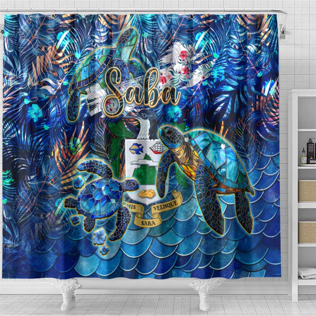 Saba Shower Curtain Sea Turtle Tropical Pattern DT02