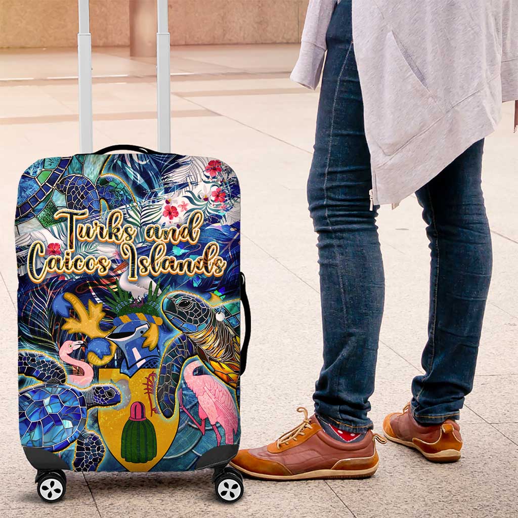 Turks and Caicos Islands Luggage Cover Sea Turtle Tropical Pattern DT02