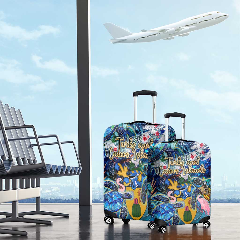 Turks and Caicos Islands Luggage Cover Sea Turtle Tropical Pattern DT02