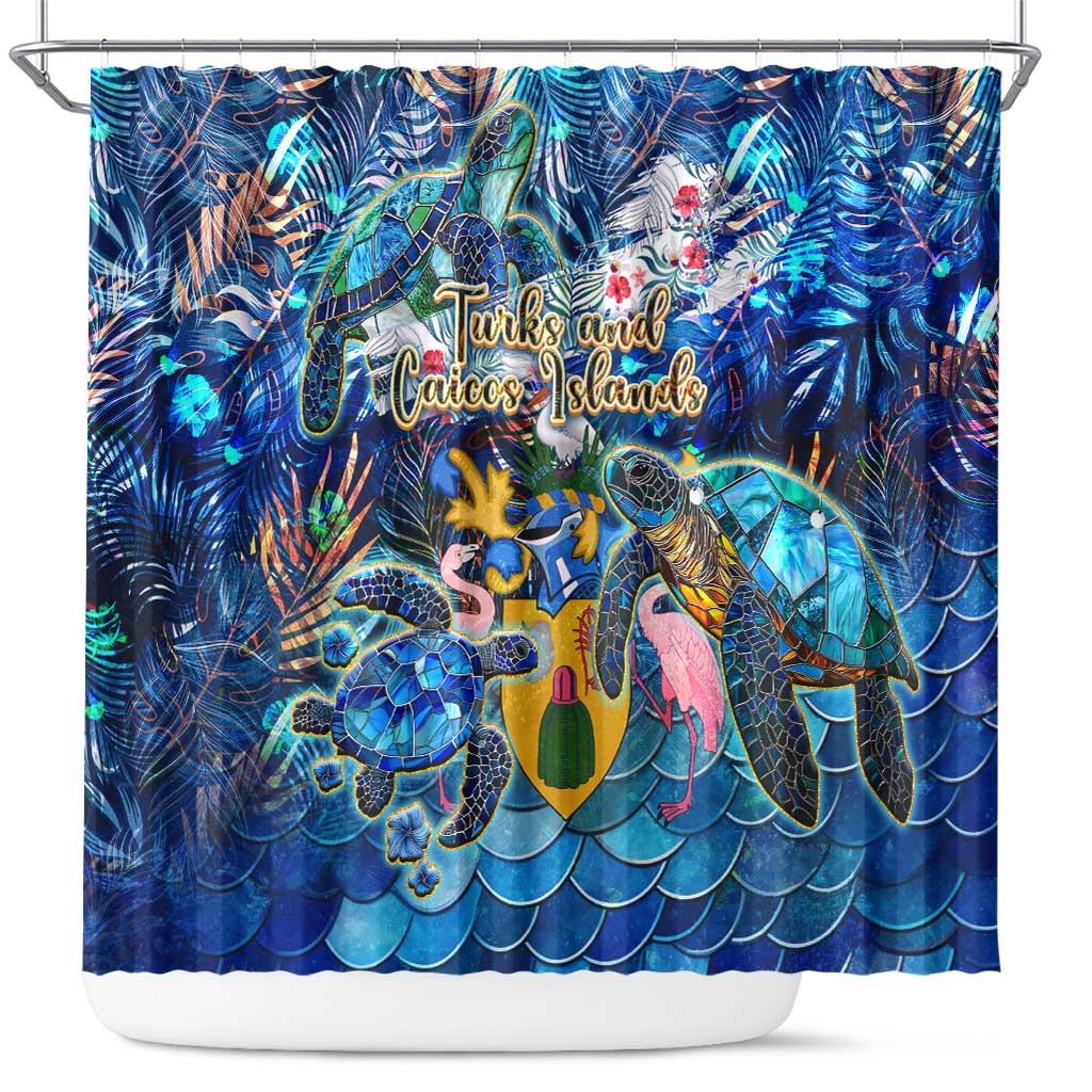 Turks and Caicos Islands Shower Curtain Sea Turtle Tropical Pattern DT02