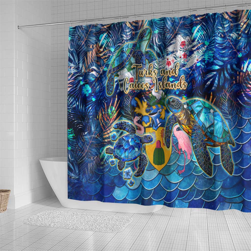 Turks and Caicos Islands Shower Curtain Sea Turtle Tropical Pattern DT02