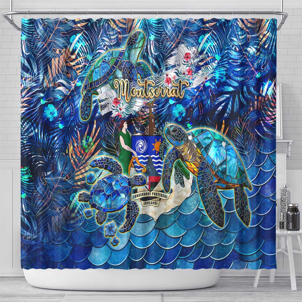 Montserrat Shower Curtain Sea Turtle Tropical Pattern DT02