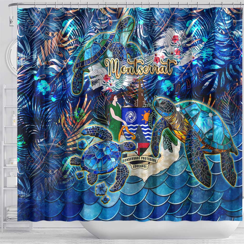 Montserrat Shower Curtain Sea Turtle Tropical Pattern DT02