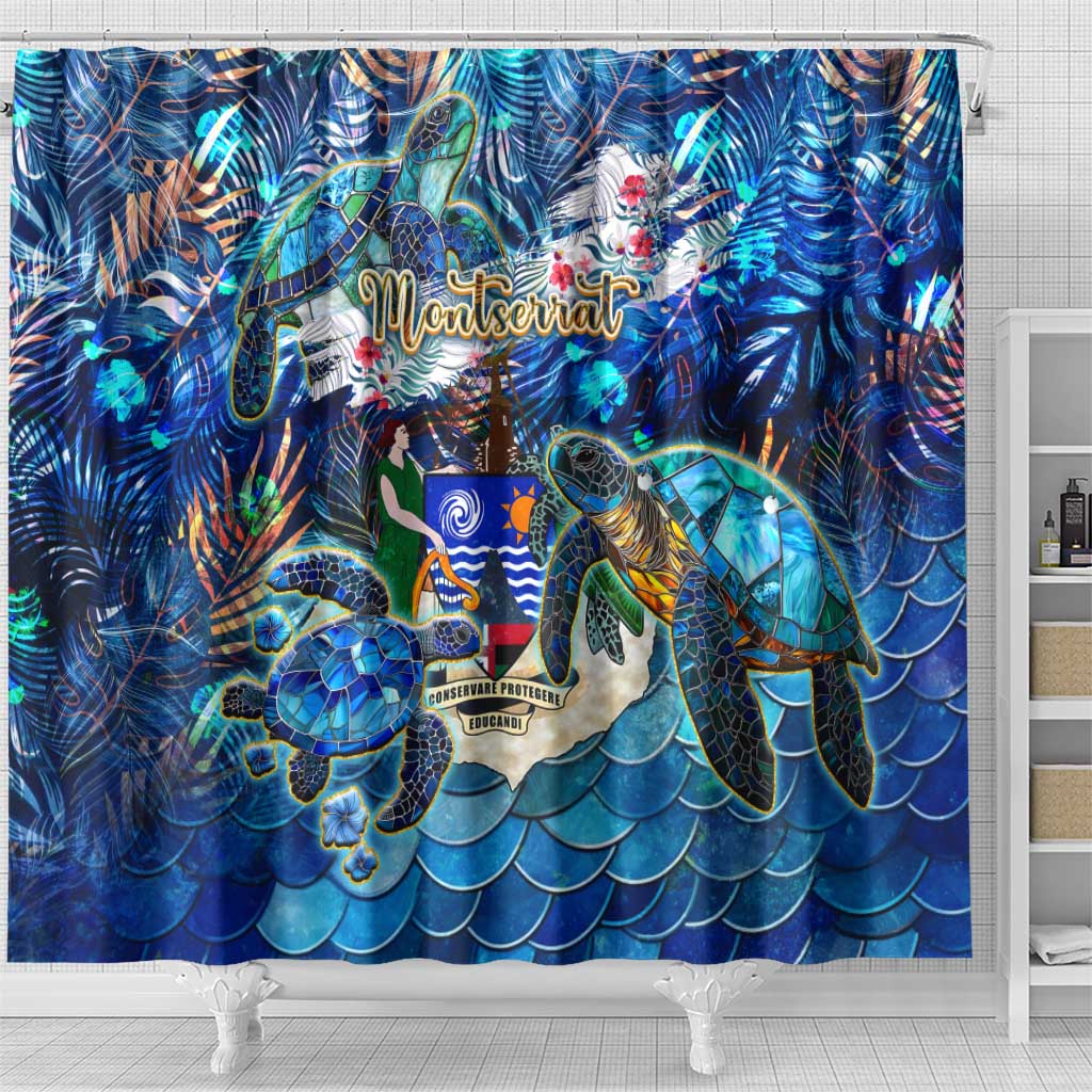 Montserrat Shower Curtain Sea Turtle Tropical Pattern DT02
