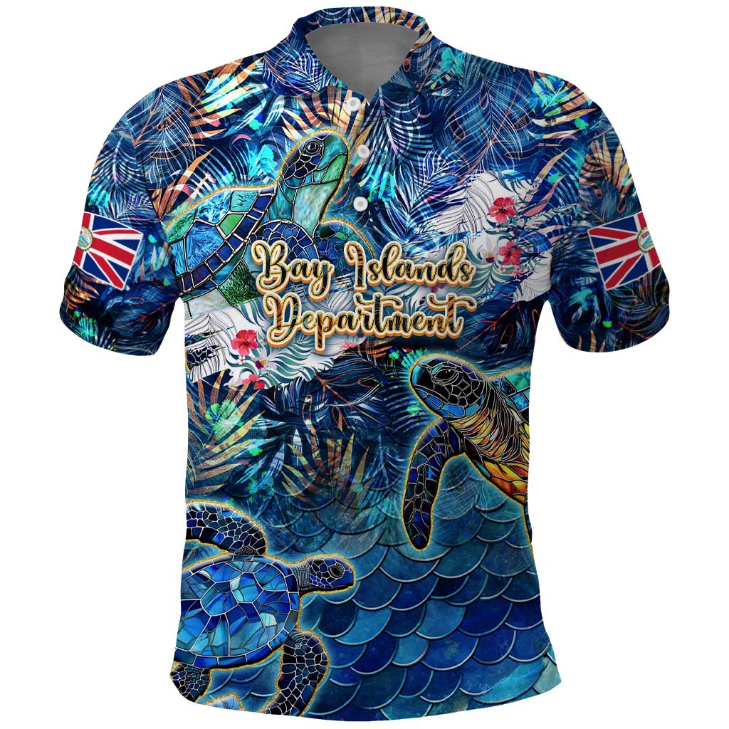 Bay Islands Department Polo Shirt Sea Turtle Tropical Pattern DT02