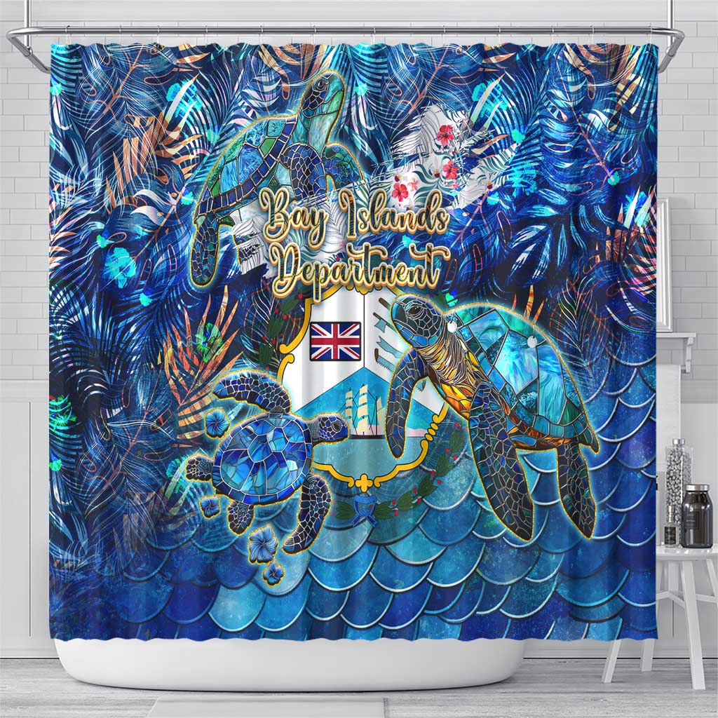 Bay Islands Department Shower Curtain Sea Turtle Tropical Pattern DT02