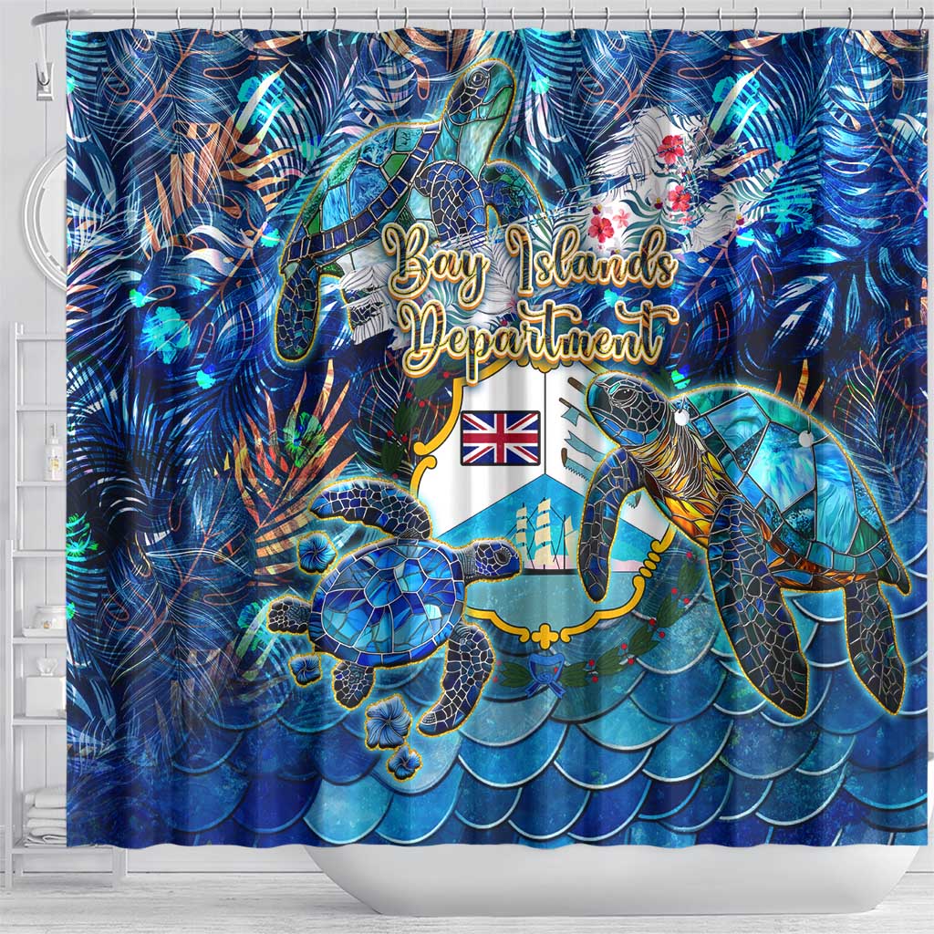 Bay Islands Department Shower Curtain Sea Turtle Tropical Pattern DT02