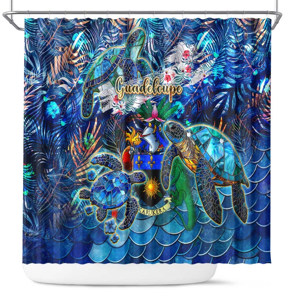Guadeloupe Shower Curtain Sea Turtle Tropical Pattern DT02