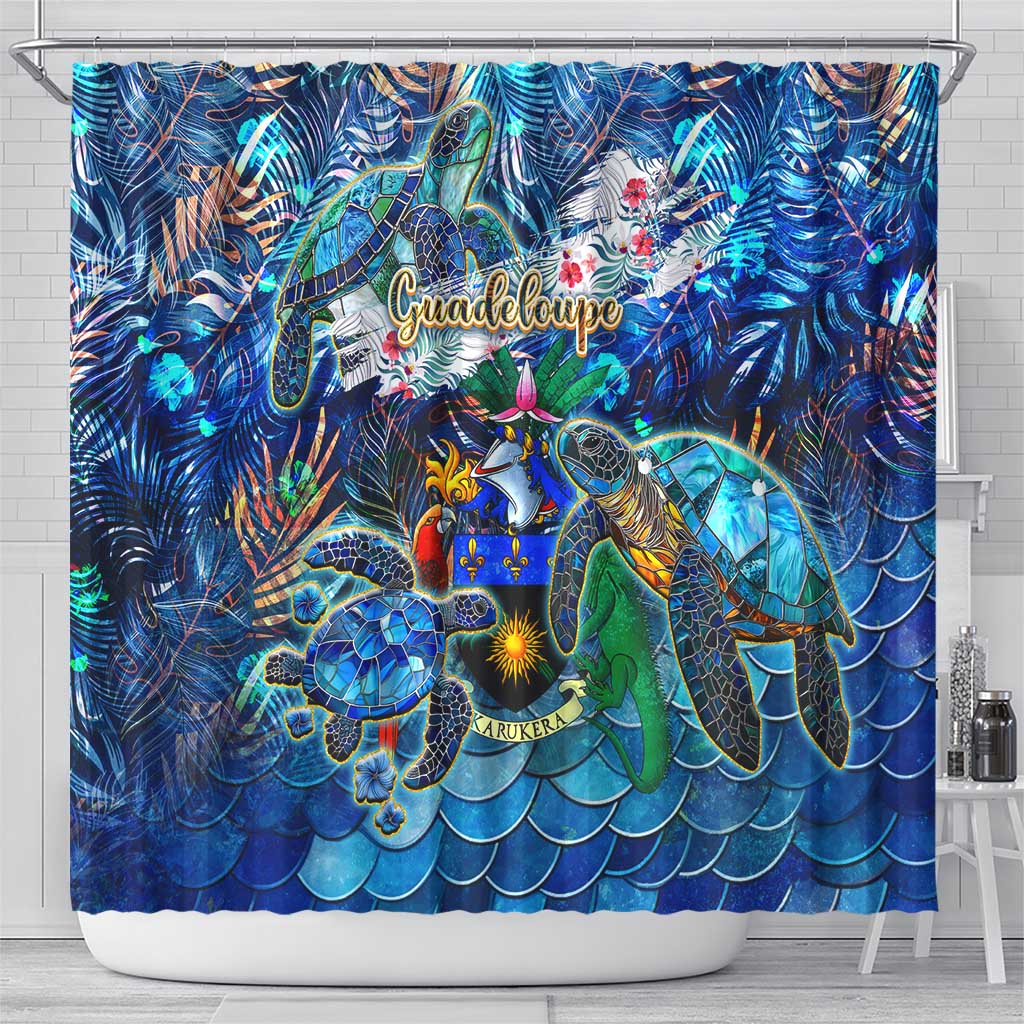 Guadeloupe Shower Curtain Sea Turtle Tropical Pattern DT02