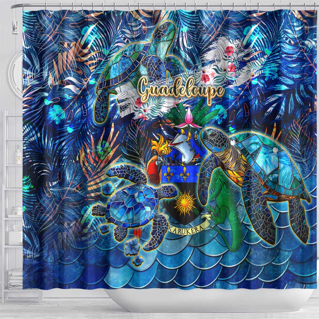 Guadeloupe Shower Curtain Sea Turtle Tropical Pattern DT02