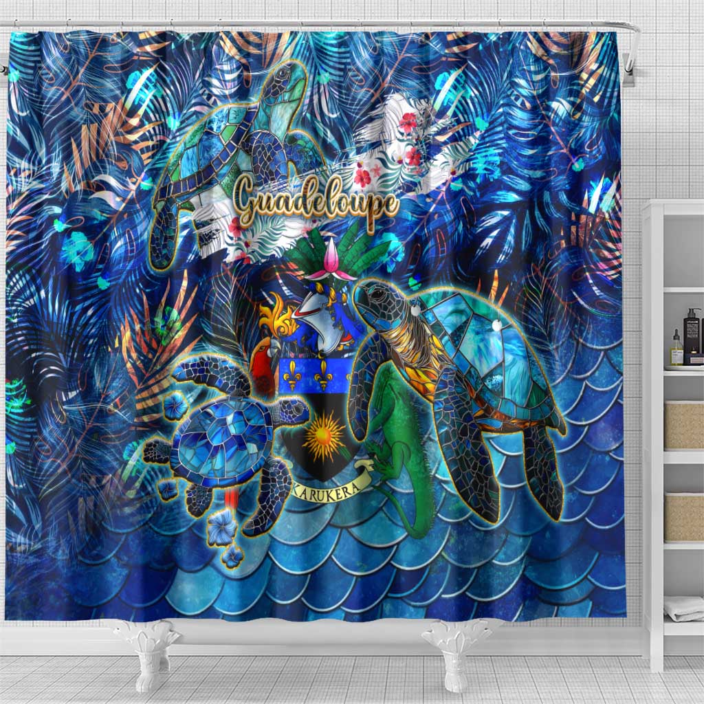 Guadeloupe Shower Curtain Sea Turtle Tropical Pattern DT02