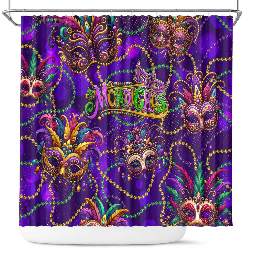 Mardi Gras Shower Curtain Mask Glitter Art DT02