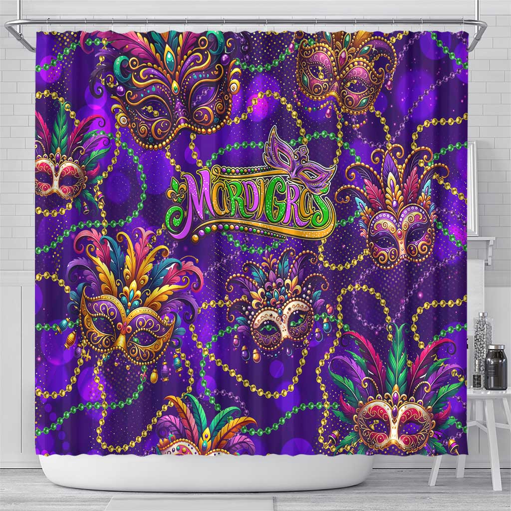 Mardi Gras Shower Curtain Mask Glitter Art DT02
