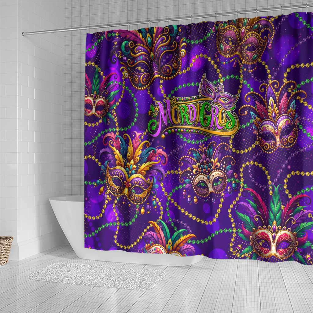 Mardi Gras Shower Curtain Mask Glitter Art DT02