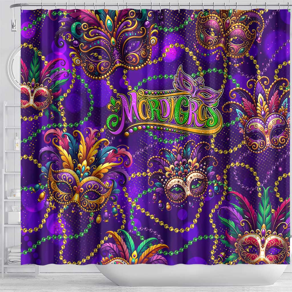 Mardi Gras Shower Curtain Mask Glitter Art DT02