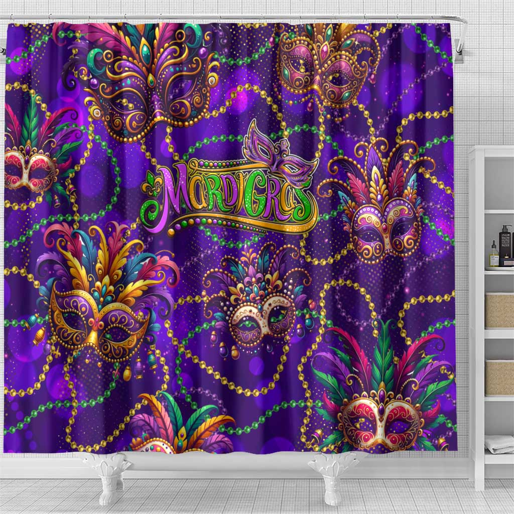 Mardi Gras Shower Curtain Mask Glitter Art DT02