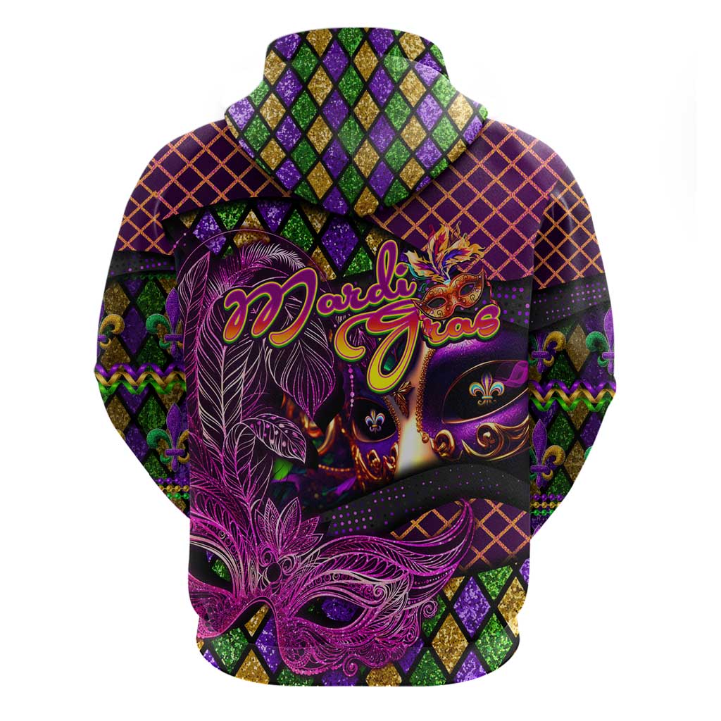 Happy Mardi Gras Hoodie Mask Feather Colorfull DT02