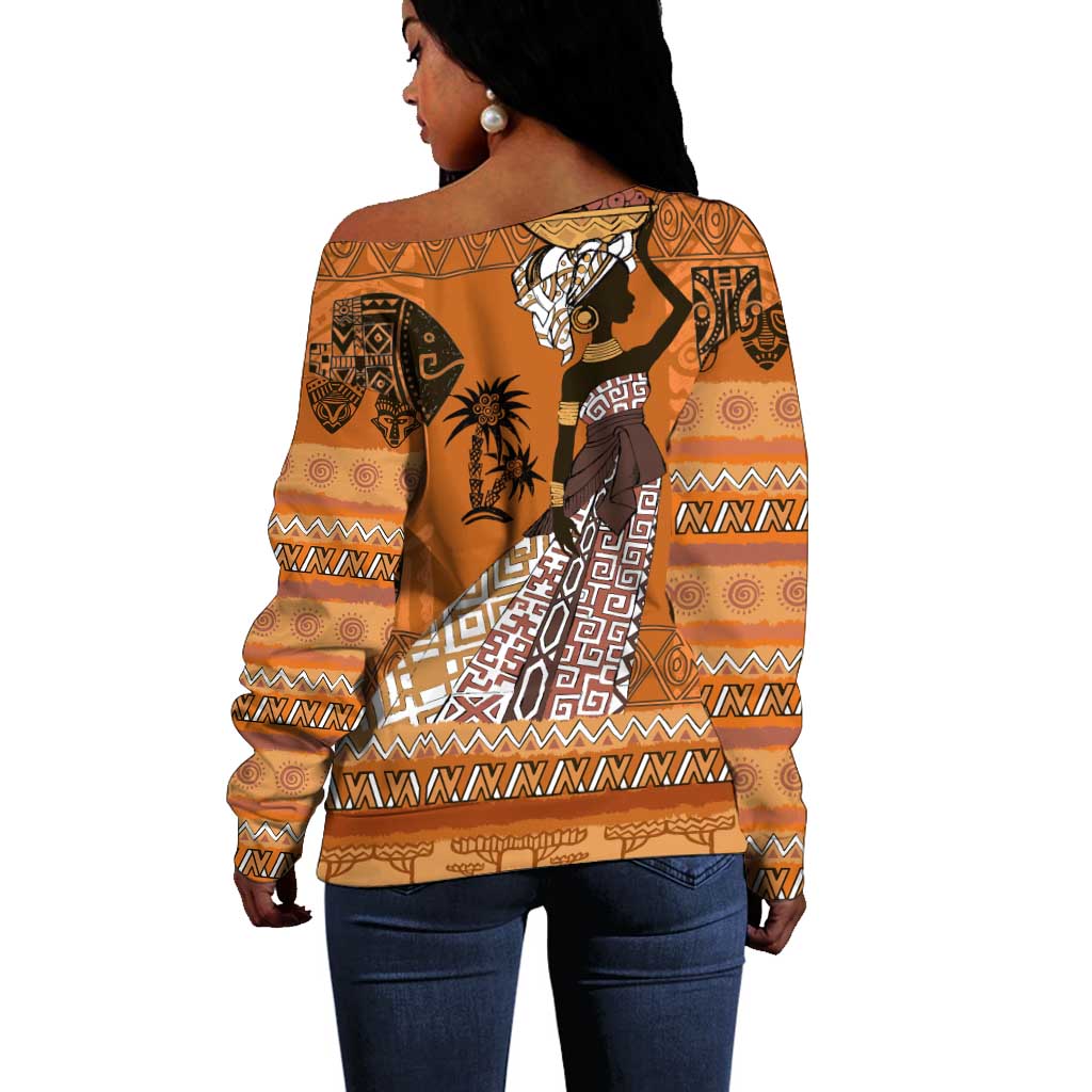 Personalized Beautiful Woman African Off Shoulder Sweater DT02