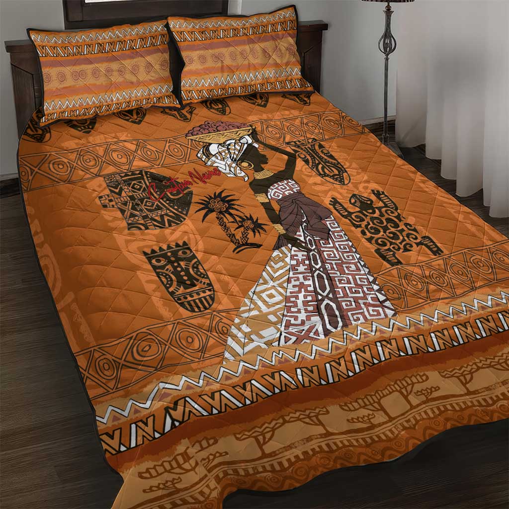 Personalized Beautiful Woman African Quilt Bed Set DT02