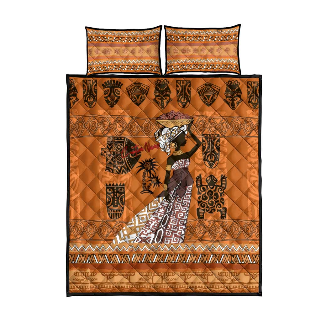 Personalized Beautiful Woman African Quilt Bed Set DT02