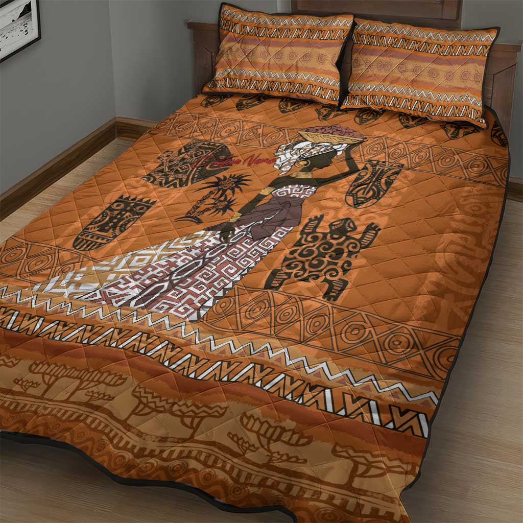 Personalized Beautiful Woman African Quilt Bed Set DT02