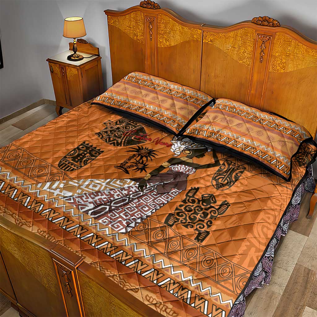 Personalized Beautiful Woman African Quilt Bed Set DT02