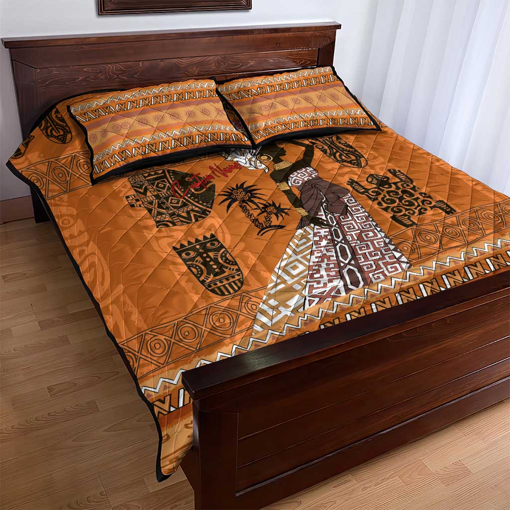Personalized Beautiful Woman African Quilt Bed Set DT02