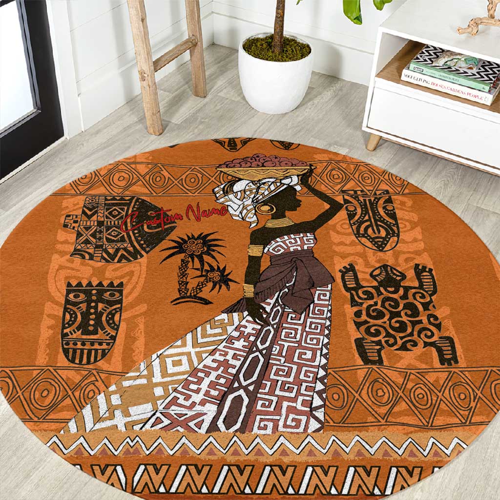 Personalized Beautiful Woman African Round Carpet DT02
