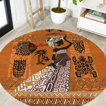 Personalized Beautiful Woman African Round Carpet DT02