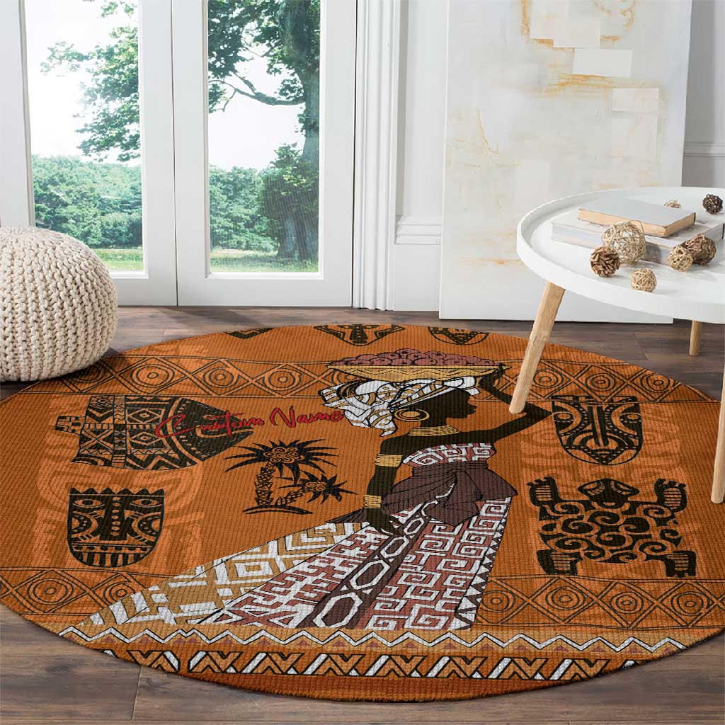 Personalized Beautiful Woman African Round Carpet DT02