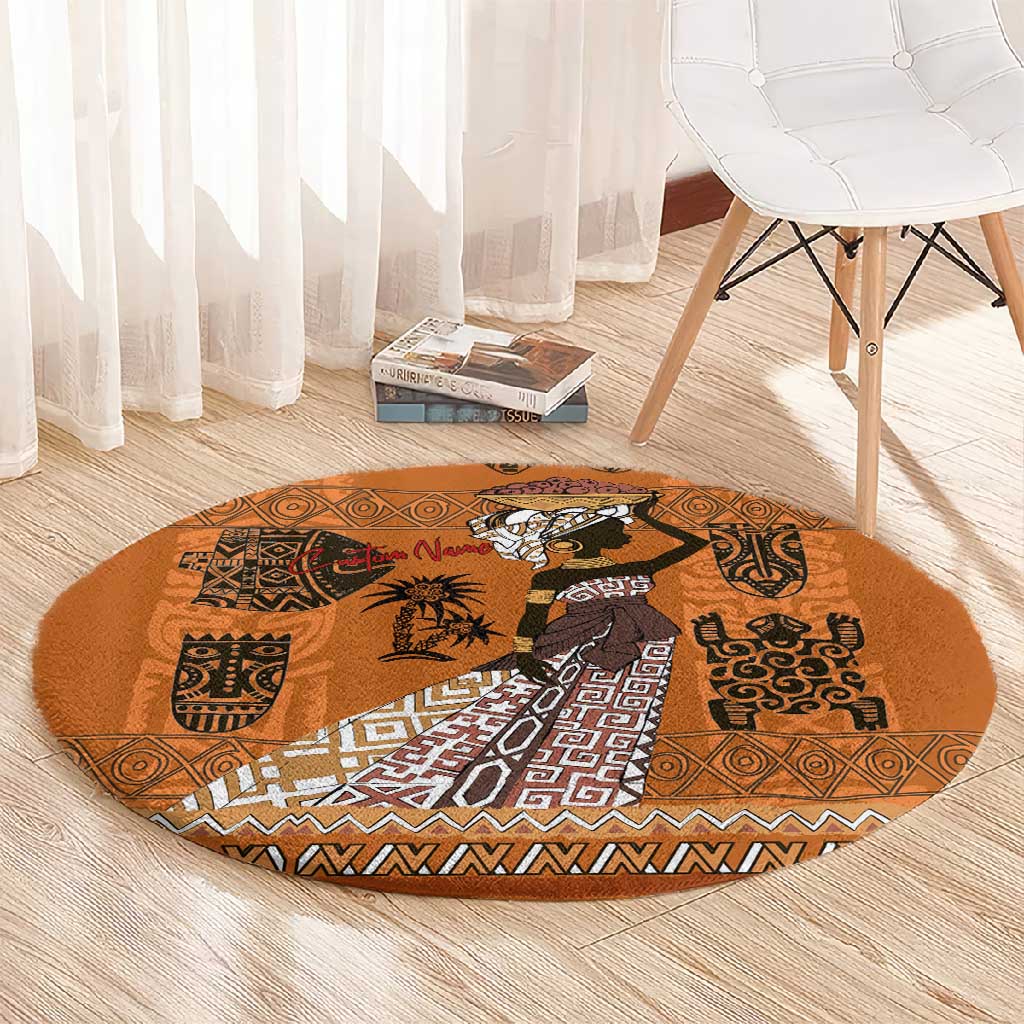 Personalized Beautiful Woman African Round Carpet DT02