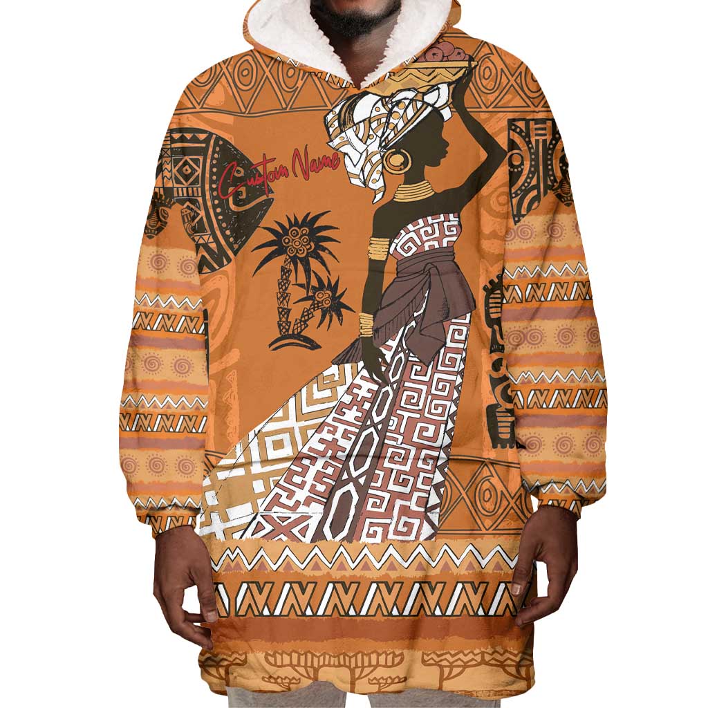 Personalized Beautiful Woman African Wearable Blanket Hoodie DT02